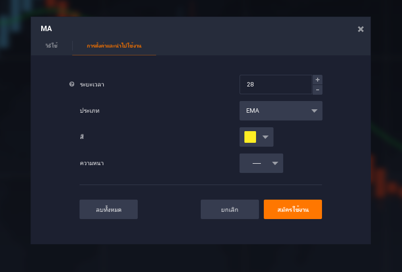 วิธีที่ 2 ema28 สีเหลืองหนา